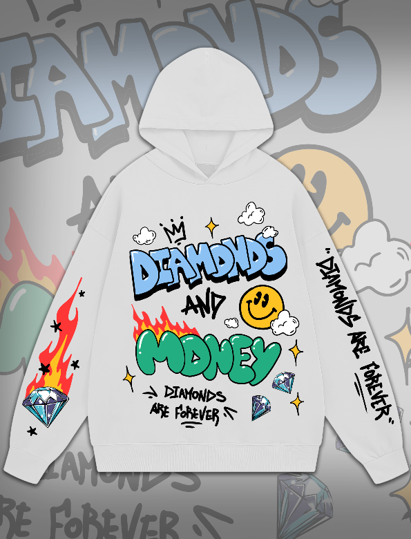 Diamonds Money White Hoodie