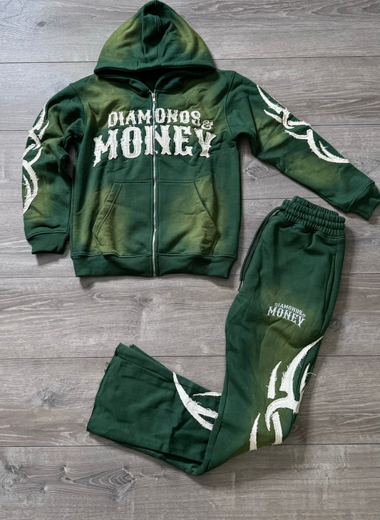 Green Flare Sweatsuit Set