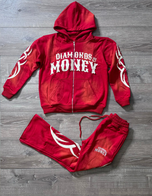 Red Flare Sweatsuit Set